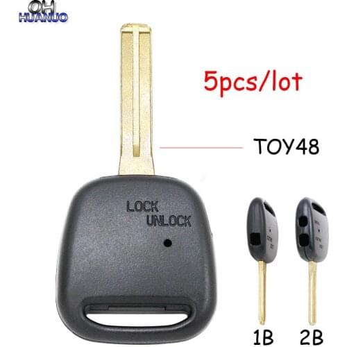 5pcs* Replacemen Remote Key Shell Uncut Blank Key Blade TOY48 Side 1/2 Buttons Remote Key Shell for Toyota