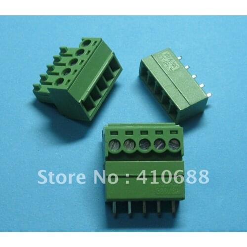 5pin/way Pitch 3.5mm Screw Terminal Block Connector Green Color T Type with pin 50 pcs
