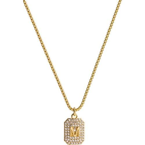 925 Sterling Silver Box Chain Zircon Square Charm Pendant Choker Necklace For Women Girls Party Jewelry dz636