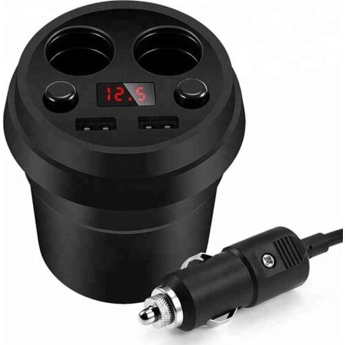 Power Socket 2 USB DC/5V 3.1A Car Charger Adapter For Cigarette Lighter Splitter Mobile Phone Chargers With Voltage LED Display