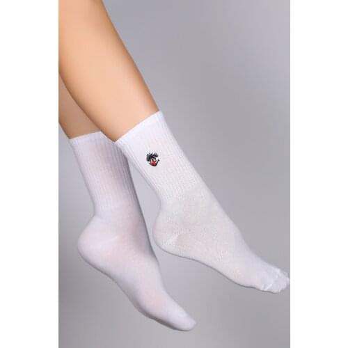 Embroidered Socket Socks White-10770.1114