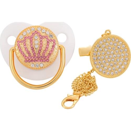 BLINGONLY Rhinestone Crown Shape Soothie Dummy Luxury Bling Baby Pacifier 0-18M