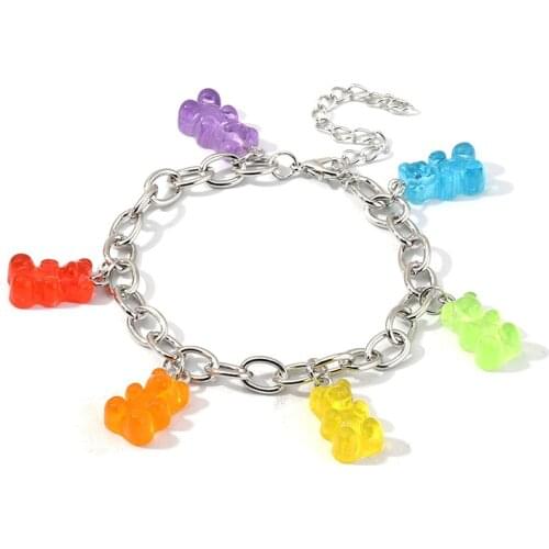 Cute Gummy Bears Bracelet for Women Sliver Charm Baby Bracelet Bohemia Boho Jewelry Accesorios Gifts Pulceras Y Brazaletes Mujer