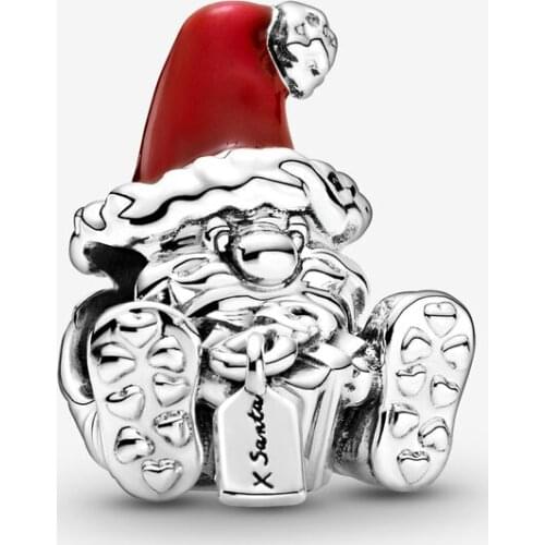 100% 925 Sterling Silver Seated Santa Claus & Present Charms Beads Fits Pandora Bracelet Original Women Charmsy DIY Jewelry 2020