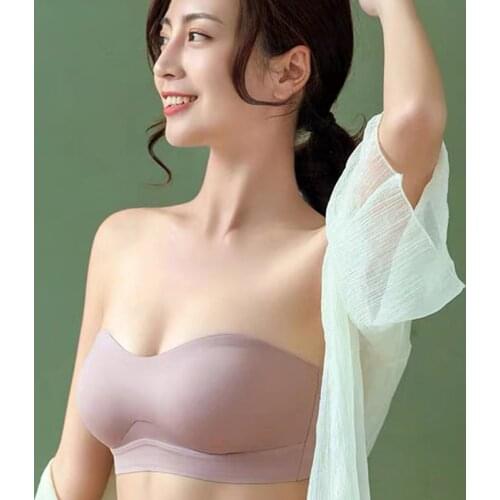 2021 new Thai latex strapless non-slip invisible tube top one-piece wedding (dress) bra
