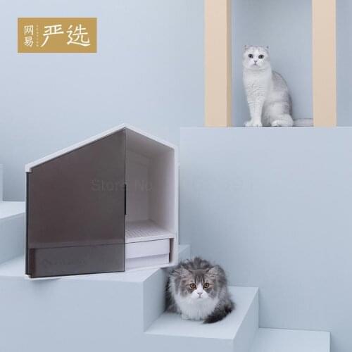 Small House Cat Sandbox Semi-closed Cat Toilet Sandbox Deodorizer Cat Dung Basin pet props