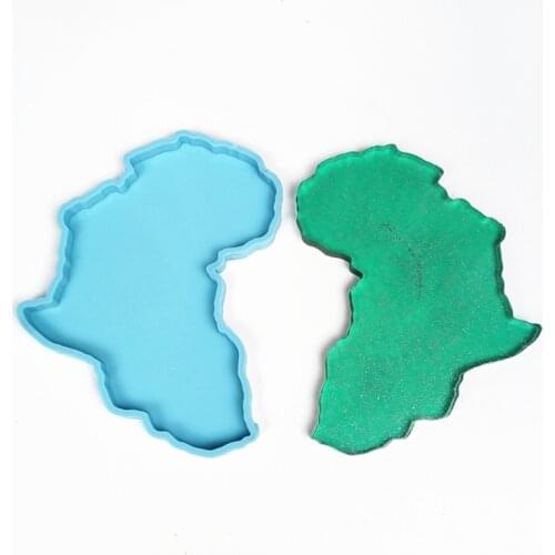 Africa Map Shape Coaster Cup Mat Pad Epoxy Resin Mold Keychain Silicone Mould