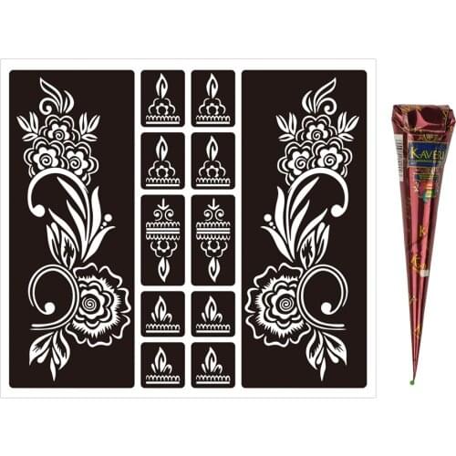 Indian Henna Tattoo Paste brown Henna Cones For Men Women Temporary Tattoo Stencil Henna Hollow Drawing Template Body Paint Art
