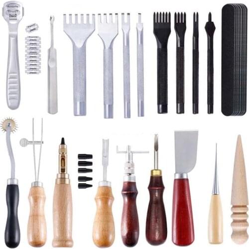 KAOBUY Professional Leather Craft Tools Kit Hand Sewing Stitching Punch Carving Leather Craft Accessories
