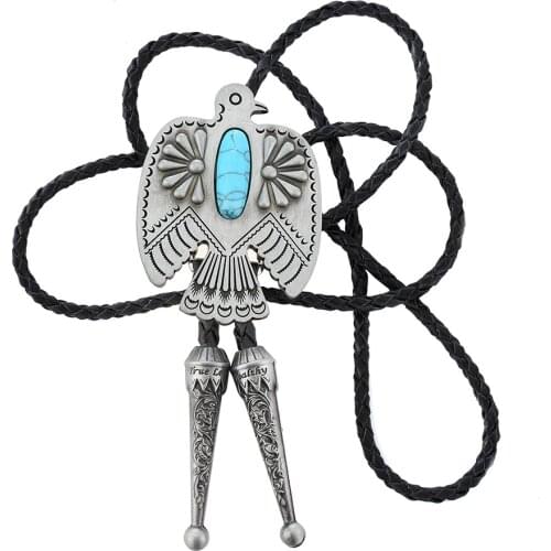 KDG Western Cowboy Zinc Alloy Bird Point Natural Stone BOLO Necktie Matching Shirt Men and Women Same Style