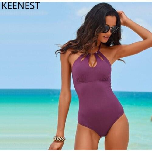 KEENEST 2019 Sexy One Piece Swimsuit Women Backless Swimwear Push Up Swim Lady