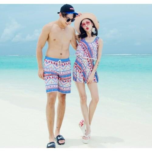 Little Fragrance Couple Swimsuit Women Fashion Girls Skirt One-piece Style Slim Swimwear Mens Beach Pants Boys Swim-cloth