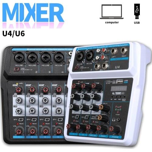 U series 4/6 channel DJ multifunctional mixer audio mixer live home computer recording Sound mixer