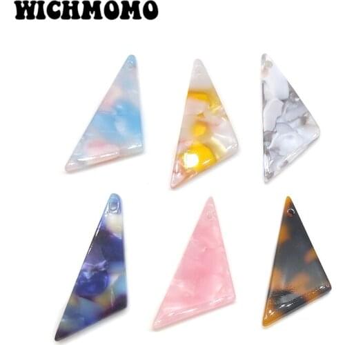 2019 Fashion 6 Pieces 27mm High Quality Triangle Acetic Acid Resin Smooth Charms Pendants for DIY Earring Jewelry Accessories