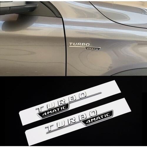 2pcs Car Side Fender Sticker For TURBO 4MATIC Mercedes Benz W212 E63 CLA W117 W205 C63 W207 W176 W202 Auto Tuning Accessories