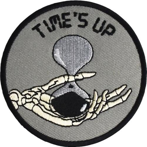 Skeleton Time is Up Embroidery Iron on Patch Applique Sew Badge Craft Embroidered DIY For Jeans Jacket Bags Clothing Decoration