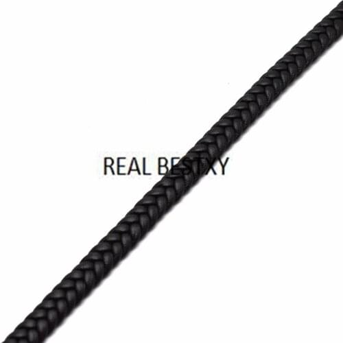 REAL BESTXY 2M/lot 6*3mm black braided flat leather cords for necklace bracelets jewelry diy making leather stripes braided lace