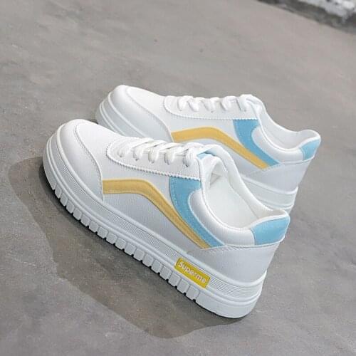 2021 Spring New Basic White Shoes Womens Korean Style Students' Shoes Running Leisure Shoes Chic Street Snap Sneakers