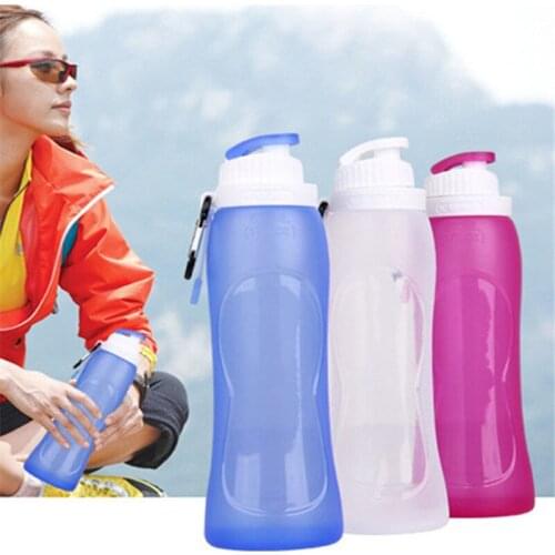 1Pc Aluminum Circular Ring Liquid Silicone Botella Outdoor Sport Mountaineering Convenient Travel Folding Water Bottle s