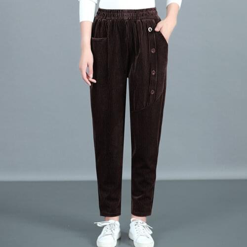 Autumn Winter Corduroy Pants 2020 New Fashion Large Size Loose Harem Pants Casual Trousers High Waist Pants Pantalon Femme