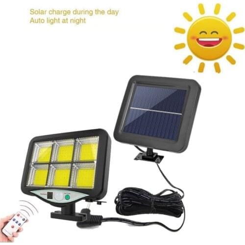 Seperable 120 COB outdoor led solar wall lamp PIR motion sensor waterproof solar light fluorescent lamps garden decoration indoo