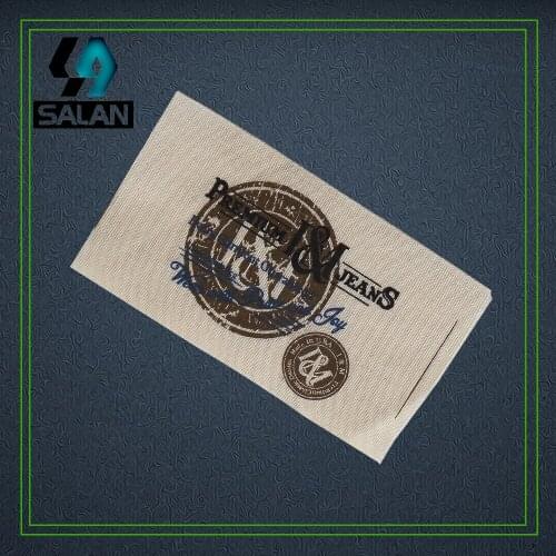 Custom three colors logo cotton print tags for main labels Zakka Label natural cotton Sewing tape