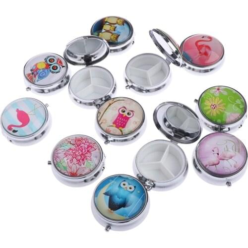 Portable Pill Box Metal Pill Cutter Makeup Storage Container Medicine Organizer Pastillero Pildoras Estuche Folding Pill Case