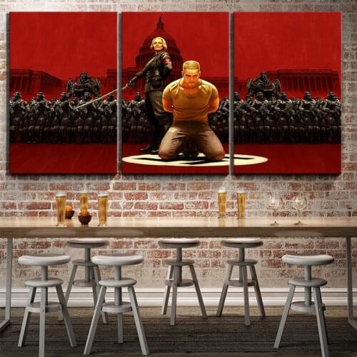 3 Piece Return To Castle Wolfenstein RTCW Video Game Poster Wall Paintings HD Cartoon Sodilers Picture Canvas Art for Home Decor