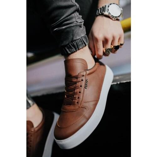 Knack Casual Male Shoes Tan Color Seasonal Faux Leather Cross High Soled Lace Breathable Classic Business Shoes 666
