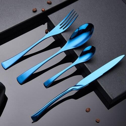 Stainless Steel Cutlery Set Fork Spoon Knife Dinnerware Set Eco Friendly Black Complete Dinnerware Set Cutlery Dinner Appliance