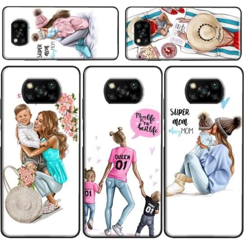 SUPER MOM MUM MOTHER MAMA CUTE BABY Case For Xiaomi Redmi 9 A 9C 8 T 7 For Redmi Note 9S 10 Lite Mi 10 Ultra POCO F2 Pro X3