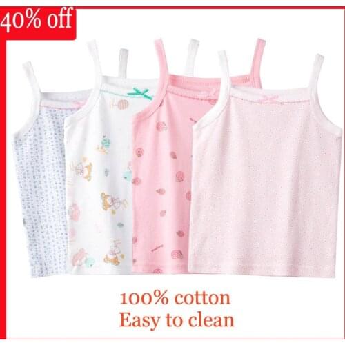Girls Top Tanks Cotton Material Cartoon Pattern Kids Summer Shirt Underwear Shirt