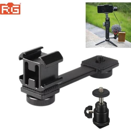 Triple Hot Shoe Mount Adapter Microphone Extension Bar for Zhiyun Smooth 4 DJI Osmo Pocket Gimbal Accessories
