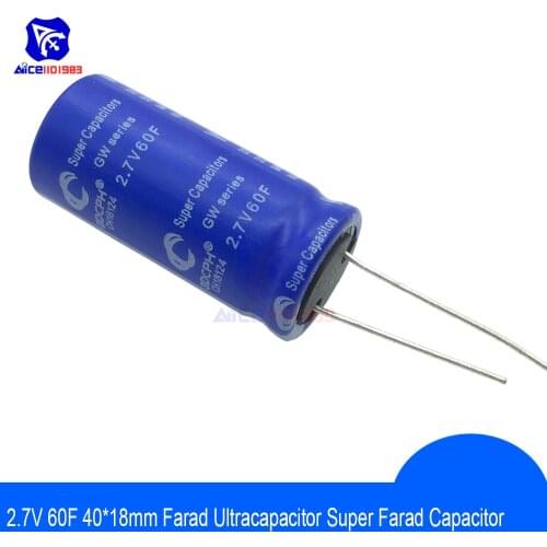 Super Capacitor 2.7V 60F 40*18mm Low ESR High Frequency Super Farad Capacitor 2.7V60F 40x18mm for Car Vehicle Auto Power Supply