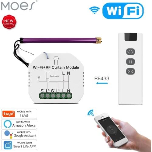 WiFi RF Smart Curtain Module Switch for Electric Roller Shutter Motor Tuya Wireless Remote Control Work with Alexa Google Home