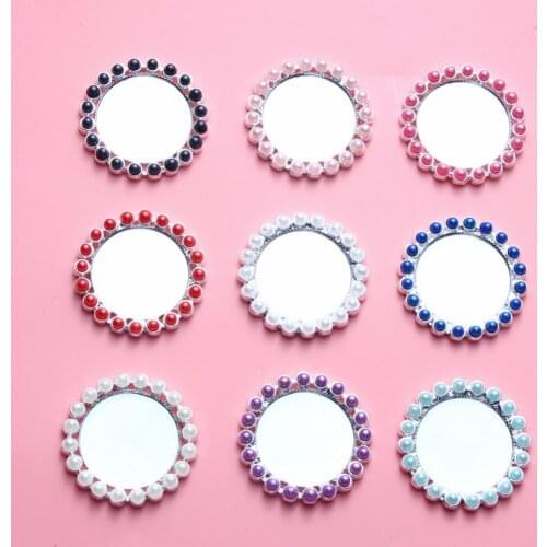Inner 25mm 1" flat back metal pearl buttons bottle caps tray 50PCS for hair bows BTN-5724