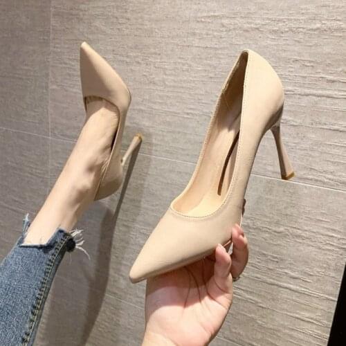 High Heels 9cm Black Pumps Silver High Heels Wedding Shoes Nude Pumps Bridal Shoes Estiletos Mujer 2021 Women Pumps