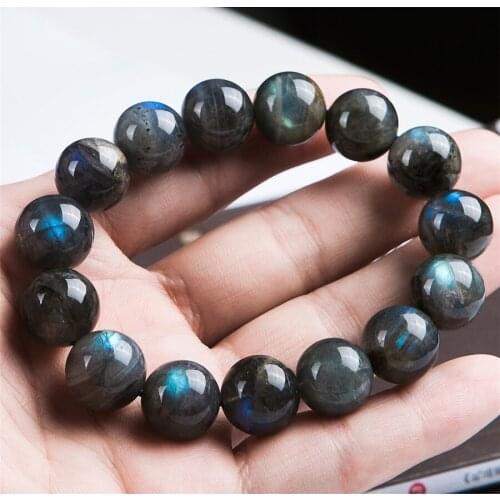 High Quality Natural Ice Labradorite Rainbow Light Round Beads Bracelet 14mm AAAAA Labradorite Healing Stone Gift