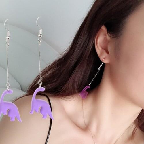 Funny Dinosaur Earrings Simple Long Acrylic Earrings Ear Clip Versatile Summer Spring Personality Ear Accessories Wholesale