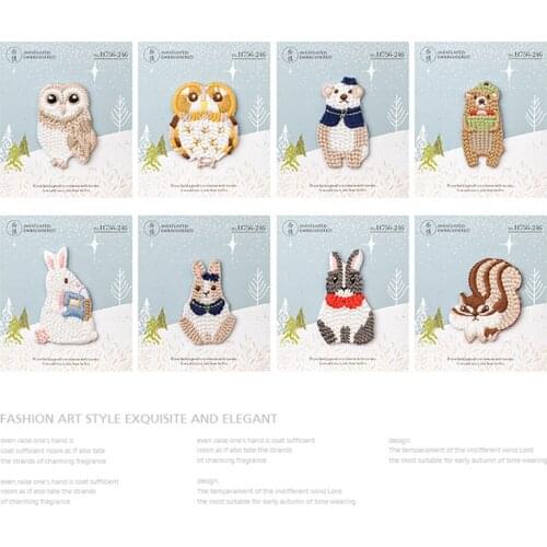 1 PCS High Quality Squirrel Bear Rabbit Embroidered Iron On Patches for Clothes Dress Jacket Jeans Stickers Clothes DIY Patches