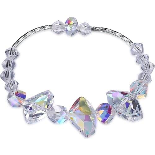 ZEMIOR 925 Sterling Silver Bracelet For Women Irregular Colorful Austria Crystal Charm Bracelet Party Birthday Gift Fine Jewelry