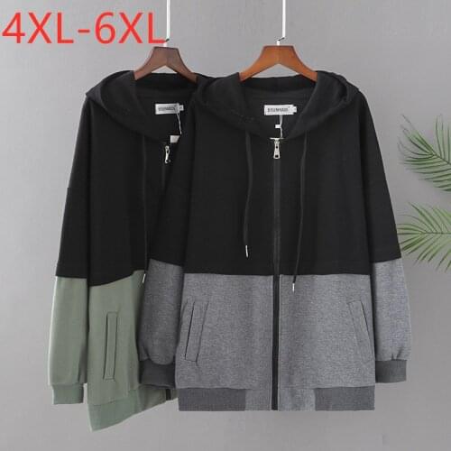 New 2021 Ladies Autumn Winter Plus Size Hoodie Jacket For Women Large Long Sleeve Loose Black Cotton Zipper Coat 4XL 5XL 6XL