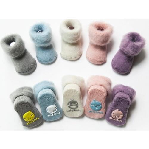 Winter Thick Baby Terry Socks Warm Newborn Cotton Boys Girls Cute Toddler Socks Non-slip Floor Socks 0-3 Years