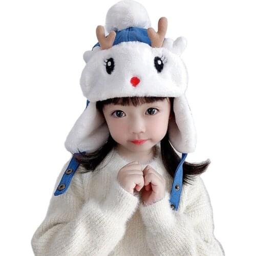 066C lei Feng hat Fluffy Bucket Hat Plush Hat Christmas Cute Antlers Autumn Winter Warm Plush Thicken Hat Bucket Hat