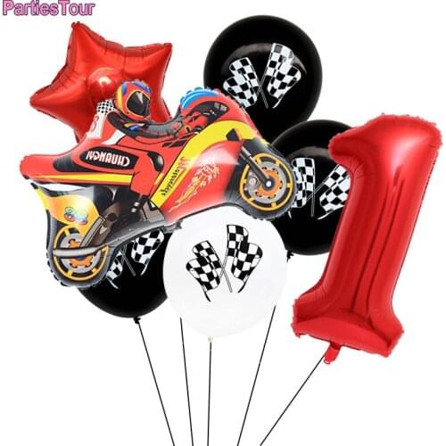 1Set Car Balloons Helium Number Foil Racing Balloon Boy 1st First Happy Birthday Party Decorations Baby Shower Favors