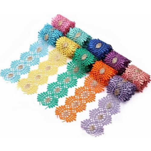 2Yards/Lot Golden Vintag Nigeria Venice Lace Trim Embroid Lace Fabric DIY Craft&Sewing Dress Clothing Accessories High Quality