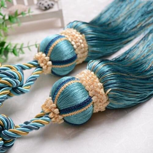 2pcs/lot European Curtain Pumpkin Ball Fringed Strap Tassel Hanging Tie Ball Window Curtain Accessories Ruban Decoratif Perler