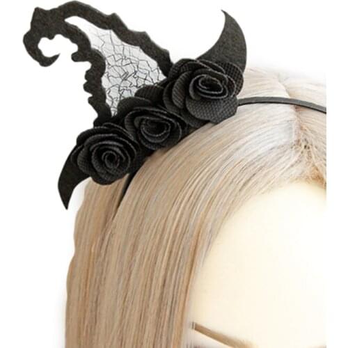2021 New Gothic Vintage Black Witch Hat Headband Headband Halloween Party Costume