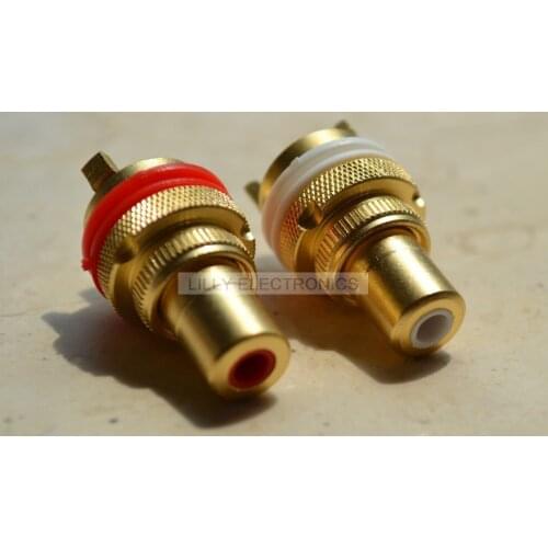 2x RCA Terminal Copper Alluvial Gold Pre-amplifier Chassis DAC Audio Signal