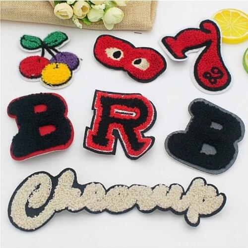 30pcs/lot Sew Towel Embroidery Patches Letters Glasses Fruit Cherry Clothing Decoration Accessories Diy Applique